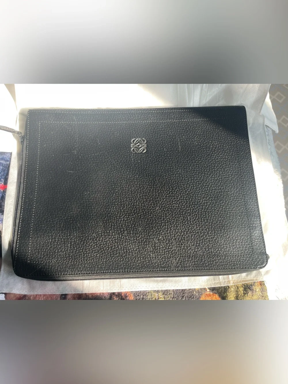 Loewe Anagram Leather Document Case/Laptop Case Grained Calfskin unisex